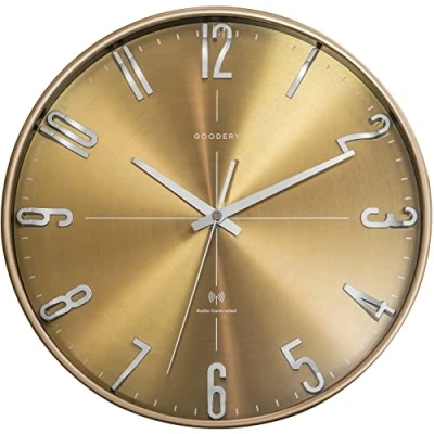 Image of GOODERY Radio Controlled Wall Clock, Diameter 30 cm, Quiet 3D, Large, Modern, Analogue Clock without Loud Ticking Noises, Almost Silent, Decoration for Any