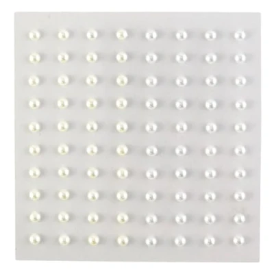 Image of White Self Adhesive Pearls 4mm 80 per Sheet Crafts &amp; Papercrafts