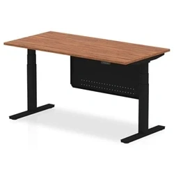 Image of Air 1600x800 Height Adjustable Desk Walnut Black Leg Modesty Panel