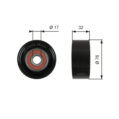 Image of 252864A000, 252864A010 Idler Pulley GATES FleetRunner Micro V Kit T36253 HYUNDAI: H 1 / i800 Travel, KIA: SORENTO