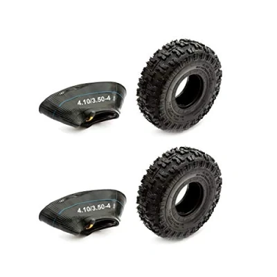 Image of Set of 2x Tyres &amp; 2 x Innertubes 4.10 4 Knobbly Off Road Tread Mini Moto Quad Bike ATV Inch