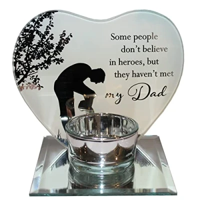 Image of Glass Tea Light Candle Holder by Reflections of the Heart Dad Fathers Day, Memorial, Remembrance or Birthday gift