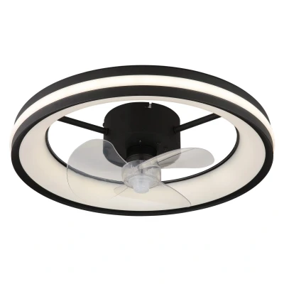 Image of Gatian 3 Blade Ceiling Fan Matt Black LED Dimmable 2700 6500K Remote Control Timer
