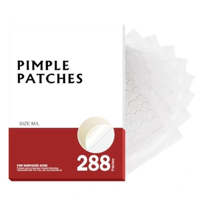 Image of Pimple Patches for Face Pack of 288 Counts Hydrocolloid Acne Patch 2 Size (9mm 12mm) Zit Covering Zits and Blemishes Absorbing Skin