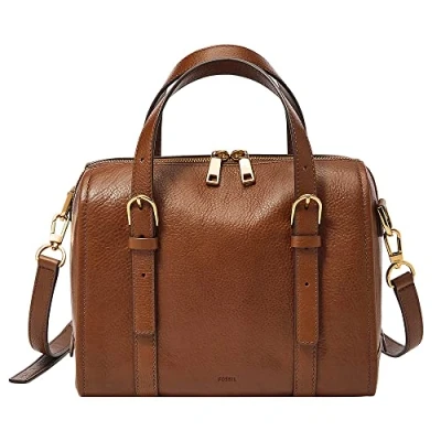 Image of Fossil Women&#039;s Carlie Satchel, Brown, 25.4cm L x 13.97cm W 20.32cm H