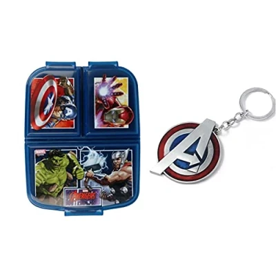 Image of OM SUPPLIES Avengers Reusable Sandwich Lunch Box 3 Multi Compartment Kids Children School Includes Keychain (Avengers 1)