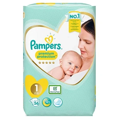 Image of Pampers Premium Protection Size 1, 56 Nappies, 2 5 kg