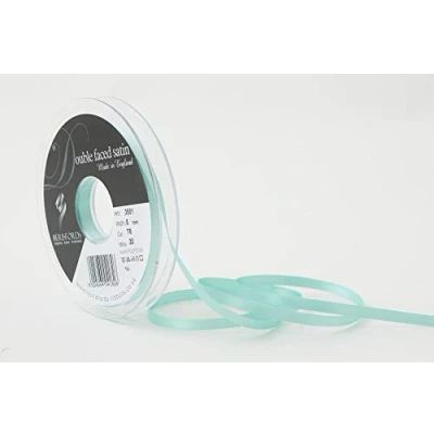 Image of Berisfords Double FACE Poly Satin Ribbon, Aqua, 5 mm