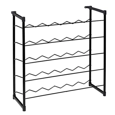 Image of Black Metal Wine Bottle Storage Rack Holder Stand For 30 Bottles