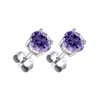 Image of Philip Jones Sterling Silver Light Purple Earrings Created with Zircondia® Crystals