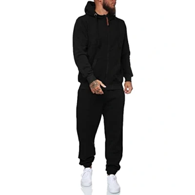 Image of HHGKED Sweat suits men Tracksuits 2 Piece sets Athletic Jogging Casual Outfits for men, Black, Large