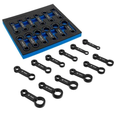 Image of MichaelPro 12 Piece Box End Torque Adapter Extension Set, Non Slip Biting Grip, 3/8 Metric, 2 Inch Extensions for Torquing in Hard to Reach Places, Wrench
