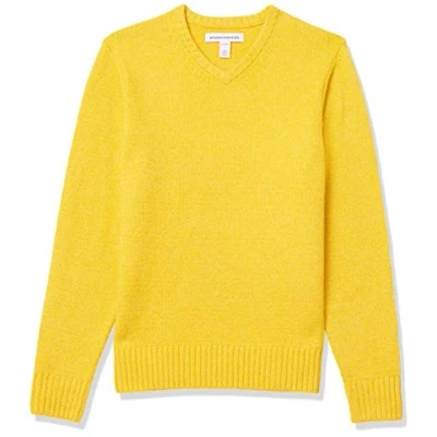 Image of Amazon Essentials Men&#039;s Long Sleeve Soft Touch V Neck Jumper, Yellow, S