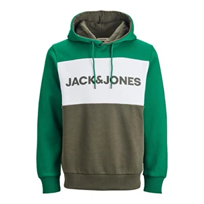 Image of Jack &amp; Jones Male Hoodie, Colour Block, Logo, XXL