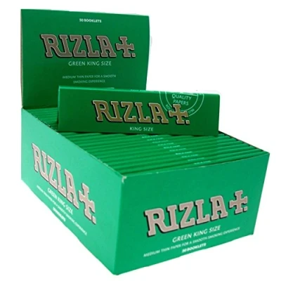 Image of Rizla 10 X BOOKLEST GREEN KING SIZE SLIM GENUINE SMOKING CIGARETTE ROLLING PAPERS