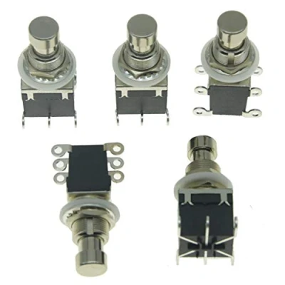 Image of KAISH Pack of 5 Latching Stomp 6 Pin DPDT Side Terminals Guitar Effect Pedal Switch Footswitches Black