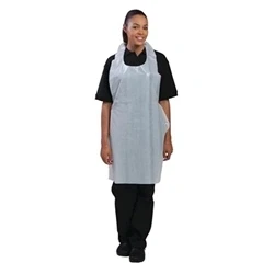 Image of Disposable Polythene Bib Aprons White (100 pack)