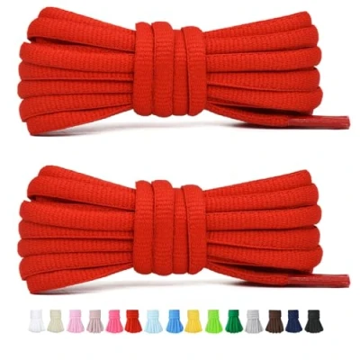 Image of Stepace 1/4&quot; Oval Athletic Shoelaces [2 Pairs] 39&quot; 63&quot; in 12 Colors Half Round Shoe Laces for Sneakers Red 120