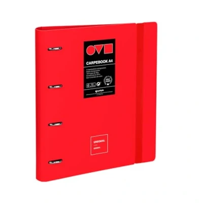 Image of Grafoplas 4 Ring Binder A4 Carpebook Polyfoam Durable and Ultralight Minimal Red Uniqual Includes Refill, Dividers Envelope Perfect for Organizing School Subjects