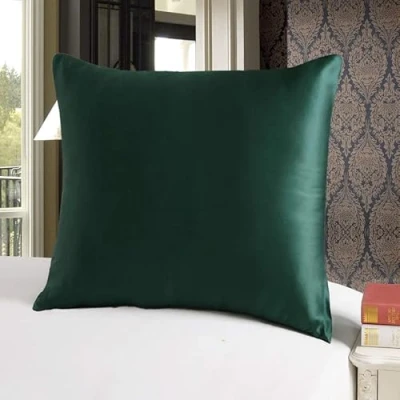 Image of townssilk Both Side 100% 19mm Pure Mulberry Silk Pillowcase for Hair and Skin square 40x40cm size Pillow Case Cushion Cover with Hidden Zipper 600 Thread Count Emerald