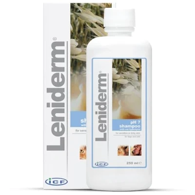 Image of ICF Leniderm Dog Shampoo for Itchy Skin Relief Cat &amp; and Conditioner Pets with Sensitive 250 ml