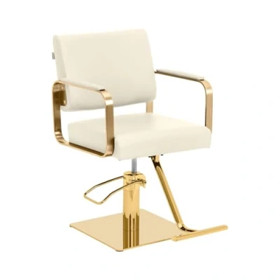 Image of physa Wellness &amp; Lifestyle Otley Cream/Gold Salon Chair 50 66 cm 200 kg Ergonomic, Adjustable Height, Swivel Cream, Stainless Steel