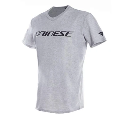 Image of Dainese T Shirt, Men&#039;s Short Sleeve 100% Cotton, Adult Shirt with Logo, Soft and Cool, Classic Style Motorbike Jersey, Durable Print, Grey/Black