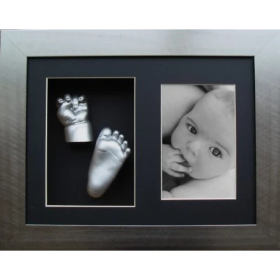 Image of Baby Casting Kit with Pewter Effect Frame Silver Paint for Hand &amp; Foot Casts by BabyRice