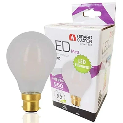 Image of Girard Sudron 28657 LED GLS A70 Filament Lightbulb Lamp, B22 (BC Bayonet Cap), Frosted, Warm White, 1000 Lumens, 8 W