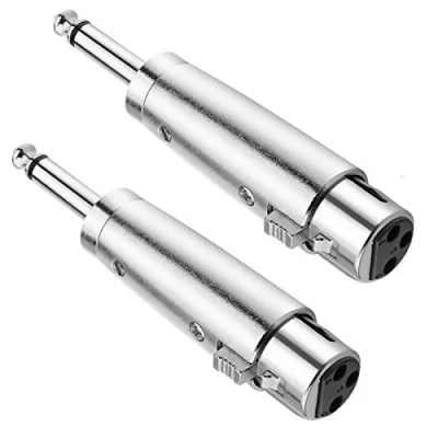 Image of JOMLEY XLR Female to 1/4&quot; TS Mono Adapter, Unbalanced 1/4 Inch Male Plug Cable Adapter 2 Pack