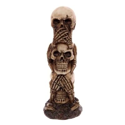 Image of Puckator Skull Totem Hear No Speak See Evil Home Decoration Desk Ornament Plastic Gothic Accessories Mini Skulls Human Skeleton Head Goth Gifts For Men