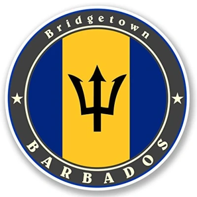 Image of 2 x 15cm/150mm Barbados Window Cling Sticker Car Van Campervan Glass #5040