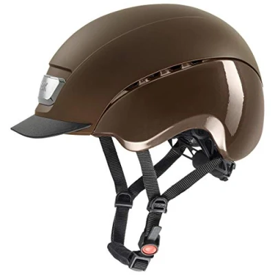 Image of uvex Elexxion Pro Sturdy Riding Helmet for Men and Women Individual Fit Optimized Ventilation Brown Matt Shiny 55 56 cm