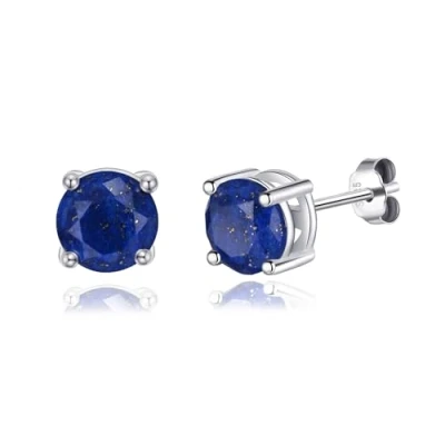 Image of Philip Jones Sterling Silver Lapis Gemstone Earrings