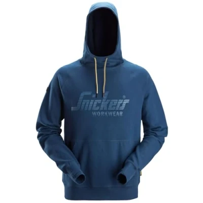 Image of Snickers Workwear Mens Logo Hoodie Sweatshirt 2894 (UK, Alpha, M, Regular, Deep Blue)
