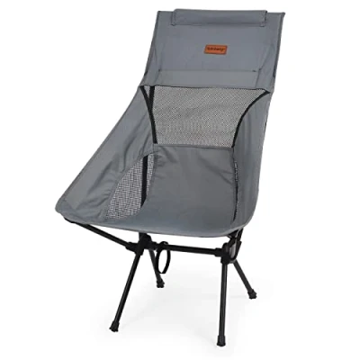 Image of Rainberg Ultra Lightweight High Back Camping Chair, Folding Chairs for Adults, Foldable Garden Outdoor Picnic BBQ Chairs. (Pack of 1, Grey)