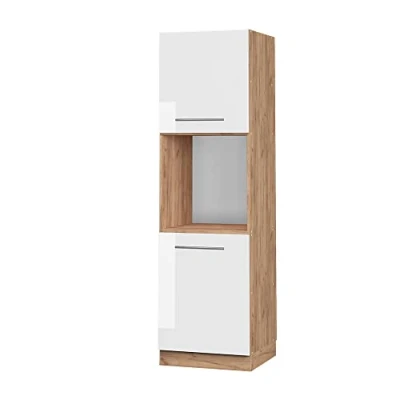 Image of Vicco Oven housing cabinet Fame Line, White High Gloss/Gold power oak, 60 cm open