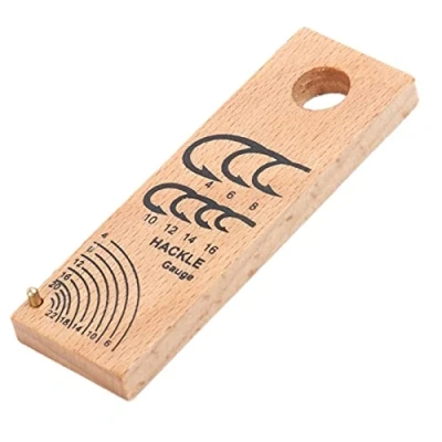 Image of Lullaxy Wooden Fishhook Ruler Fishing Gauge Compact Fish Hook Measuring Contrast Fly Tying Tool