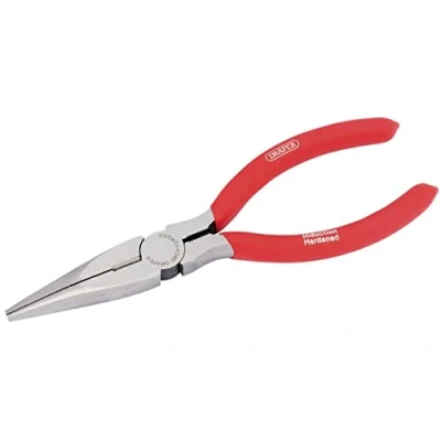 Image of Draper Long Nose Pliers with PVC Dipped Handles, 160mm