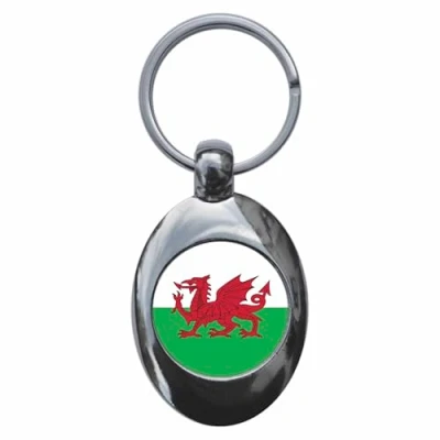 Image of Ozorath WALES WELSH NATIONAL FLAG TROLLEY COIN KEYRING KEYCHAIN KEY RING CHAIN