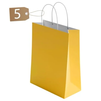Image of 10 Pcs Small Gold Paper Party Bags With Handles Colourful Gift for Kids Parties Weddings Birthdays Baby Showers Xmas and Sweets 18x22x8cm Kraft