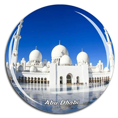 Image of Weekino Sheikh Zayed Grand Mosque Abu Dhabi UAE Asia Fridge Magnet 3D Crystal Glass Tourist City Travel Souvenir Collection Gift Strong Refrigerator Sticker