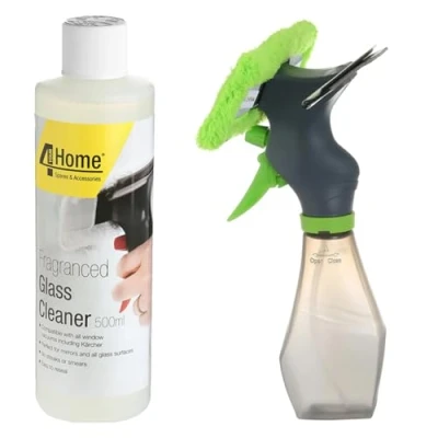 Image of First4Spares Microfibre Window Cleaning Cloth Kit for Vacs Spray Bottle, 2 x Cloths &amp; Fragranced Glass Cleaner