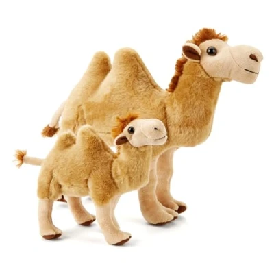Image of Zappi Co 100% Recycled Bactrian Camel Plush Twin Set (Medium+Small) Soft Cuddly Eco Friendly Collection for Newborn