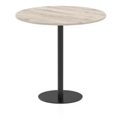 Image of Italia 1200mm Poseur Round Table Grey Oak Top 1145mm High Black Leg