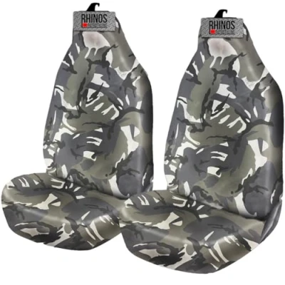 Image of rhinos autostyling For Citroen Nemo Heavy Duty Durable Nylon Driver Passenger Grey Camouflage Pair Waterproof Car Van Front Seat Covers Protectors 2 x Fronts