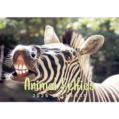 Image of evelay 2025 A4 Funny Animal Selfies Calendar Month to View A3 When Open Wall Family Planner Home Office Organiser Made in UK