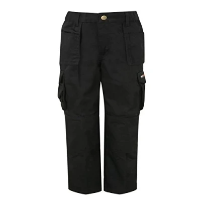 Image of Tuffstuff Childrens Kids Pro Work Junior Childs Trousers Kneepad Pouches &amp; Mobile Pocket Triple Stitched Double Thickness On The Back Pockets With Tuck Away School Camping Trips Casual 711J Black 7 8 Years