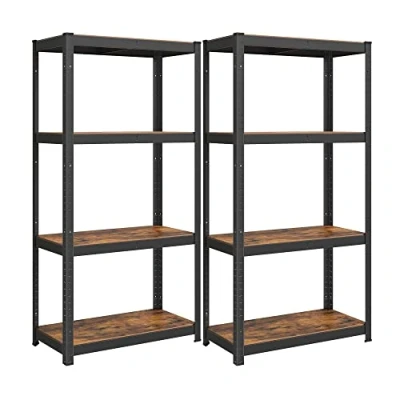 Image of SONGMICS Shelving Unit, 40 x 80 160 cm, 520 kg Load Capacity (130 per Shelf), Industrial, Adjustable Storage Shelves, for Living Room, Kitchen, Garage, Rustic Brown and Black GLR044B11