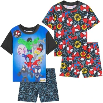 Image of Get Trend Marvel Spidey PJs for Boys 2 Pack Short Sleeve Pyjamas Set Kids Teenagers Lounge Sets Nightwear Soft Comfy Sleepwear Gifts (3 4 Years, Multi Marvel)